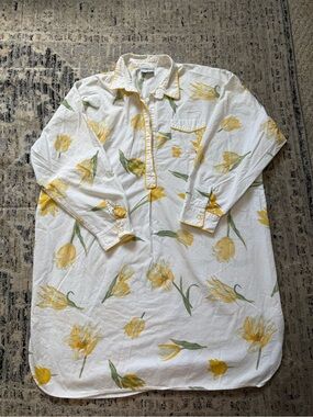 Yves Delorma Floral cotton Pajama sleep shirt dress Medium